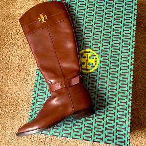 Tory Burch Wide Calf Leather Boots